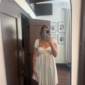 Abercrombie & Fitch White Mini Dress with Puff Sleeves